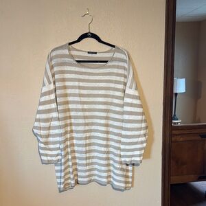 Eileen Fisher Beige and White Knit Top